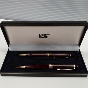 MONTBLANC モンブラン MEISTERSTUCK マイスターシュテュック ボールペン シャープペンシルセット ボルドー×ゴールド 記念刻印あり　エ