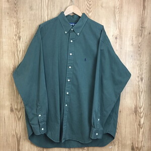 90s RALPH LAUREN BLAKE 100% COTTON ラルフローレン 刺繍ロゴ ボタンダウン 長袖シャツ 90年代 古着 s24122088