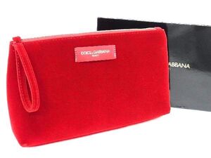 ■新品同様■ DOLCE＆GABBANA ドルチェ&ガッバーナ ベロア ポーチ マルチケース 小物入れ レディース レッド系 BF4343