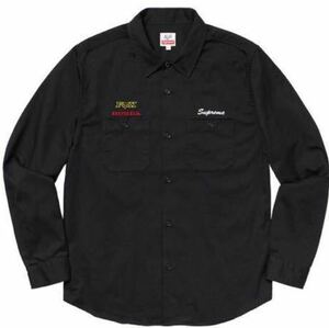 19aw Supreme Honda Fox Racing Work Shirt BLACK L＊シュプリーム ホンダ フォックス 刺繍 ワークシャツ Box Logo 24ss