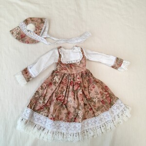 SD 1/3 60cm ワンピース　服　ドレス　ヘッドドレス　花柄