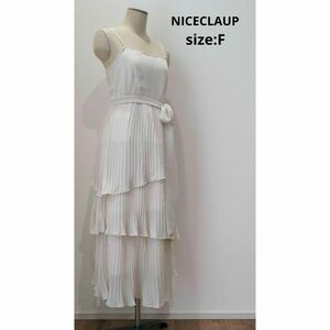 ナイスクラップ NICECLAUP プリーツリボンキャミワンピ ライトベージュ