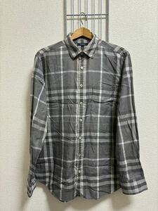 ［BURBERRY］バーバリー　長袖シャツ チェック　チャコール系　M Y2774