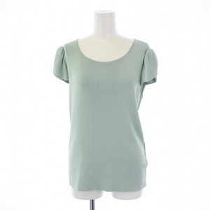 フォクシー FOXEY Tulip Tops ニット カットソー 半袖 クルーネック 40 M 黄緑 38005 /BM レディース