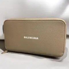 BALENCIAGA バレンシアガ　レザー ラウンド長財布　グレージュ系