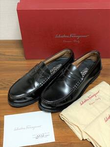 美品☆[Salvatore Ferragamo] SPALATO カーフレザー ローファー 6.5EE ブラック イタリア製 サルバトーレフェラガモ