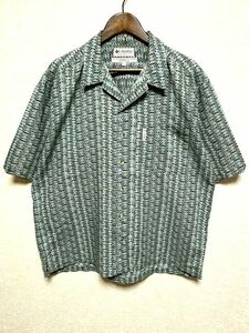 Columbia コロンビア 半袖 総柄 シャツ L★ハワイアン アロハ RAMIE×COTTON オープンカラー 開襟 アウトドア トップス 00