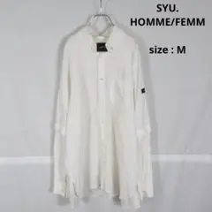 SYU.HOMME/FEMM コットン シルク ホワイト ロング シャツ 白 1