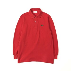 [オールド・90年代] CHEMISE LACOSTE ラコステ 長袖 ワニロゴ ワンポイント 鹿の子 ポロシャツ 3 レッド ビンテージ 90年代 シャツ