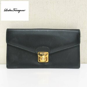 Salvatore Ferragamo/長財布/レザー/ゴールド金具/ユニセックス/ブラック系/サルバトーレフェラガモ/2つ折り/ウォレット/SC1