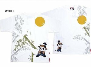 熊猫侍居合い半袖Tシャツ◆PANDIESTA JAPAN ホワイトXLサイズ 554857 パンディエスタジャパン パンダ 和柄 刺繍