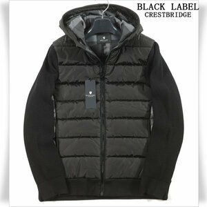 新品1円～★定価5.7万 BLACK LABEL ブラックレーベル クレストブリッジ 中綿 チェックコンビニットブルゾン LL ブラック 防寒◆8932◆