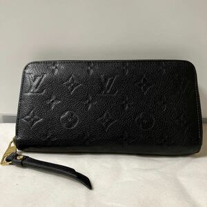 【美品】LOUIS VUITTON ルイヴィトン ジッピーウォレット ラウンドファスナー 長財布 アンプラント モノグラム ノワール シリアルあり