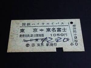 【バス乗車券(A型)】　国鉄ハイウエイバス（東京→東名富士）　S??.10.4