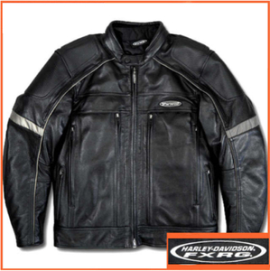 Harley-Davidson ハーレーダビッドソン メンズL レザーライダーズジャケット FXRG 定価12万 本皮 本革 革ジャン 黒 防水 プロテクター