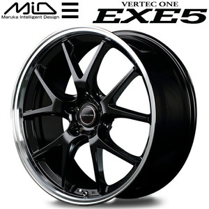 MID VERTEC ONE EXE5 ホイール4本 グロッシーブラック/リムポリッシュ 4.5J-15インチ 4穴/PCD100 インセット+45