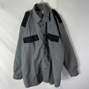 NATIONAL PATROL 長袖オフィサーシャツ　古着　161/2 グレー　ヴィンテージ WORK WEAR