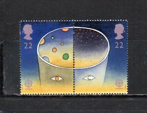 20A154 イギリス 1991年 ヨーロッパ切手 宇宙飛行 (1) 22P×2 2種連刷 未使用NH