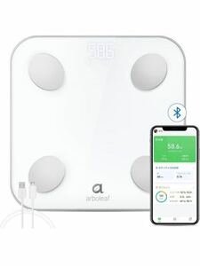 arboleaf 体重計 スマホ連動 体脂肪計 USB充電式 体組成計 Bluetooth対応 ヘルスメーター アプリ対応 自動認識機能 USB充電ケーブル付属