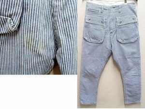 即決[W30]NATAL DESIGN G-55 G55 サルエル ヒッコリー ストライプ ストレッチ スリム Sarouel Flap Denim Pants デニム パンツ■1613