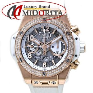 HUBLOT ウブロ ウニコ ベゼルダイヤモンド 441.OE.2010.RW.1104 K18キングゴールドxラバー メンズ /39695【中古】【腕時計】