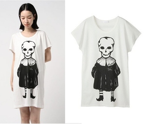 Hysterics　ヒステリックス　NIAGARA/BUT I’M HAPPYワンピース チュニック丈Tシャツ　サイズＦ　スカル　HYSTERIC GLAMOUR