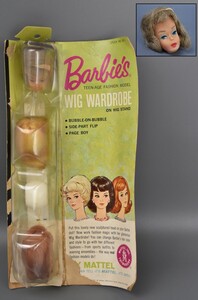 希少 未使用? マテル社 Barbie バービー ウィッグ ワードローブ WIG WARDROBE MATTEL 人形 ドール 髪 ビンテージ 当時物 S-472