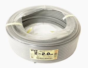 ☆1円スタート☆《X03068》富士電線 VFF 2×2.0mm ビニルシースケーブル平形 灰 2024年製 【11.3kg→9.2kg】残り約81m 中古品 半端 ◇