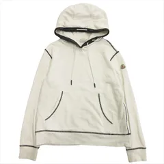 21aw モンクレール MONCLER MAGLIA CON CAPPUCCIO スウェット パーカー プルオーバー フーディ ロゴ ワッペン ナイロントリム S 白 ホワイト レディース※