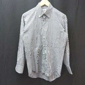 ◇ WindsorKnot ストライプ柄 フロントボタン 長袖 シャツ サイズ39 ブルー メンズ E