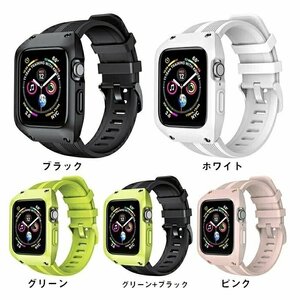 Apple watch 対応 バンド apple watch ケース Series5/4/3/2/1 交換バンド 一体型 アップルウォッチ シリコン 【ホワイト/38MM】