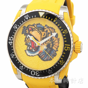 【中古】グッチ　GUCCI　ダイブ　DIVE　136.3　クォーツ　イエロー　タイガー　トラ　YA136317　機械点検・電池交換済み