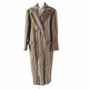 極美品◎FUMIKA UCHIDA フミカワ ウチダ WOOL MARBLE DOUBLE BREASTED COAT マーブルコート ブラウン 36 日本製 正規品 レディース