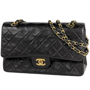 シャネル CHANEL マトラッセ Wフラップ チェーン ショルダーバッグ ココマーク レザー ブラック A01112 レディース 【中古】