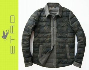 ◆本物◆ETRO エトロ◆ボタニカル柄デニムコンビライトダウンジャケット2XL 新品