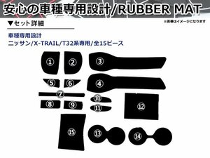 エクストレイル X-TRAIL T32 全グレード ドアポケット テーブル 収納ケースの ラバーマット ゴムマット ポケットマット！全15P ブルー