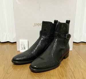 未使用 [JIMMY CHOO] 定価317,900 HOLDEN リアルパイソンレザー ジョッパーヒールブーツ 41 蛇革 メンズ ブラック イタリア製 ジミーチュウ