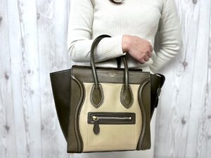 極美品 CELINE セリーヌ ラゲージ マイクロ ハンドバッグ トートバッグ バッグ レザー 茶系 80525Y