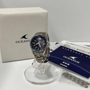 CASIO カシオ OCEANUS オシアナス マンタ OCW-S340 チタン 3針 ブルー系文字盤 電波ソーラー デイト レディース腕時計 箱 保証書 稼働 美品