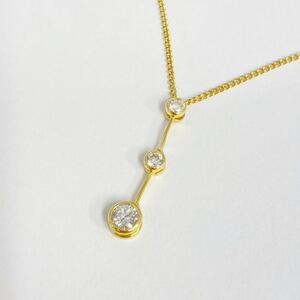 美品　 K18 D-1.02ct　上質　3P　ダイヤモンドネックレス 　3石 重量3.2g