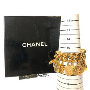 【中古美品】 CHANEL シャネル ココマーク コインモチーフ ブレスレット GP（メッキ） ゴールド 