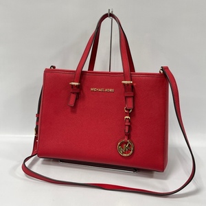 MICHAEL MICHAEL KORS/マイケル マイケルコース/MD EW TOTE/レザー2WAYショルダートートバッグ/内側中央仕切りポケット/レッド/底鋲付き