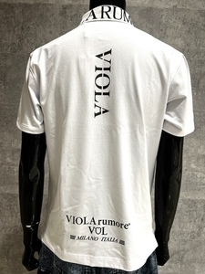 VIOLA　rumore　ヴィオラルモーレ　白　XL　ジャガードロゴ襟　半袖ポロシャツ　ゴルフ　箔プリント　メンズ　キレイめ　イタリア