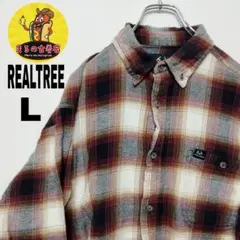 usa古着 realtree ネルシャツ　L ワインレッド　ホワイト　オンブレ