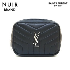 イヴ・サンローラン YVES SAINT LAURENT ポーチ ロゴ キルティング ブラック