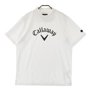 【1円】CALLAWAY キャロウェイ 241-0234504 ハイネック 半袖Tシャツ 総柄 ホワイト系 LL [240101279436]