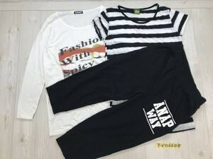 ANAP アナップ レディース・キッズ クロップドパンツ・半袖カットソー・長袖カットソー 3点セット まとめ売り 下160㎝ 黒・白