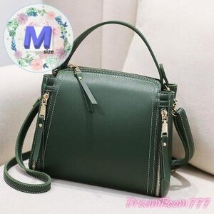 classic デザインステッチ レザー バケツBAG 【カーキ M】 革 ハンドバッグ 海外セレブ K-073-3