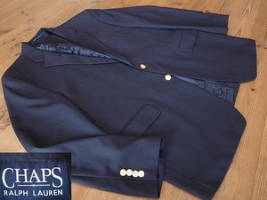 カナダ製 CHAPS RALPH LAUREN ラルフローレン ウール オールシーズン ２釦 紺 ブレザー 金釦 テーラード ジャケット サイズ 48R ４XL ５L 