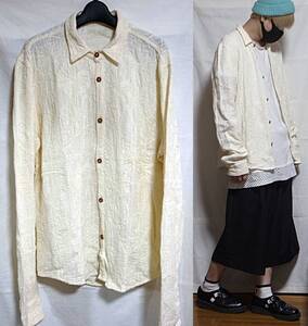 ノナマニス 古着 エンブロイダリーシャツ L オフホワイト manis used clothing embroidery shirt off white 3